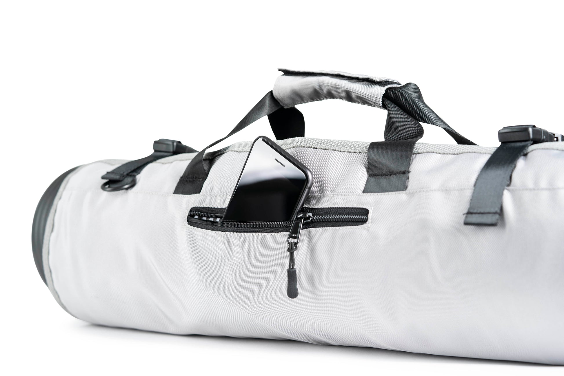 The Roo betty Orla Yoga Mat bag has a zipped compartment for your phone 