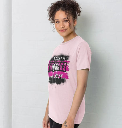 female model wears unisex t-shirt from the words to empower collection