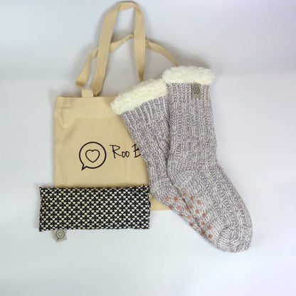 Meditation Gift - Cosy Slipper Socks & Lavender Eye Pillow (2 x Colours)