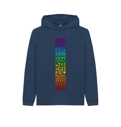 Navy Blue Youth Hoodie - Chakra Words to Empower