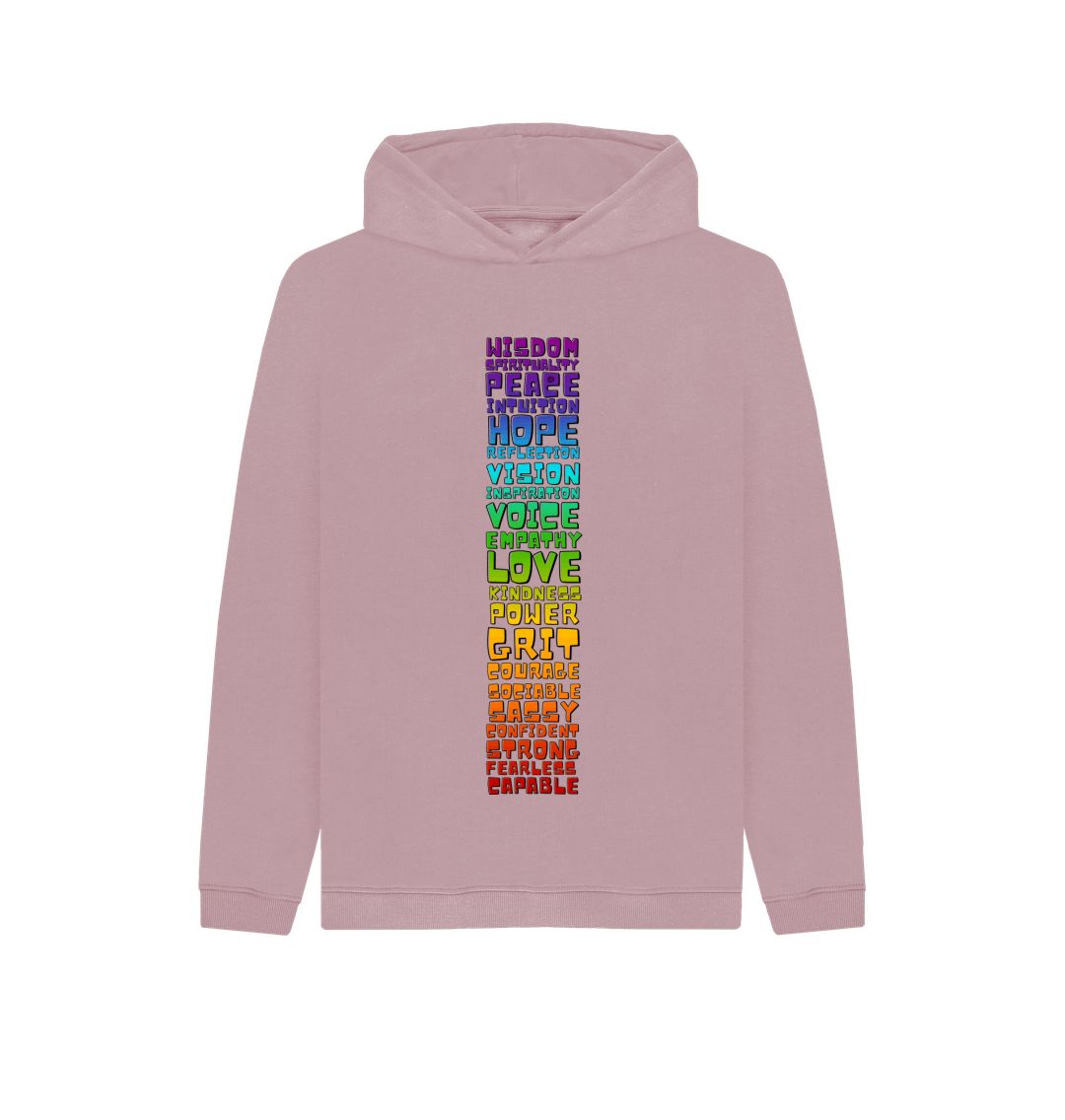 Mauve Youth Hoodie - Chakra Words to Empower