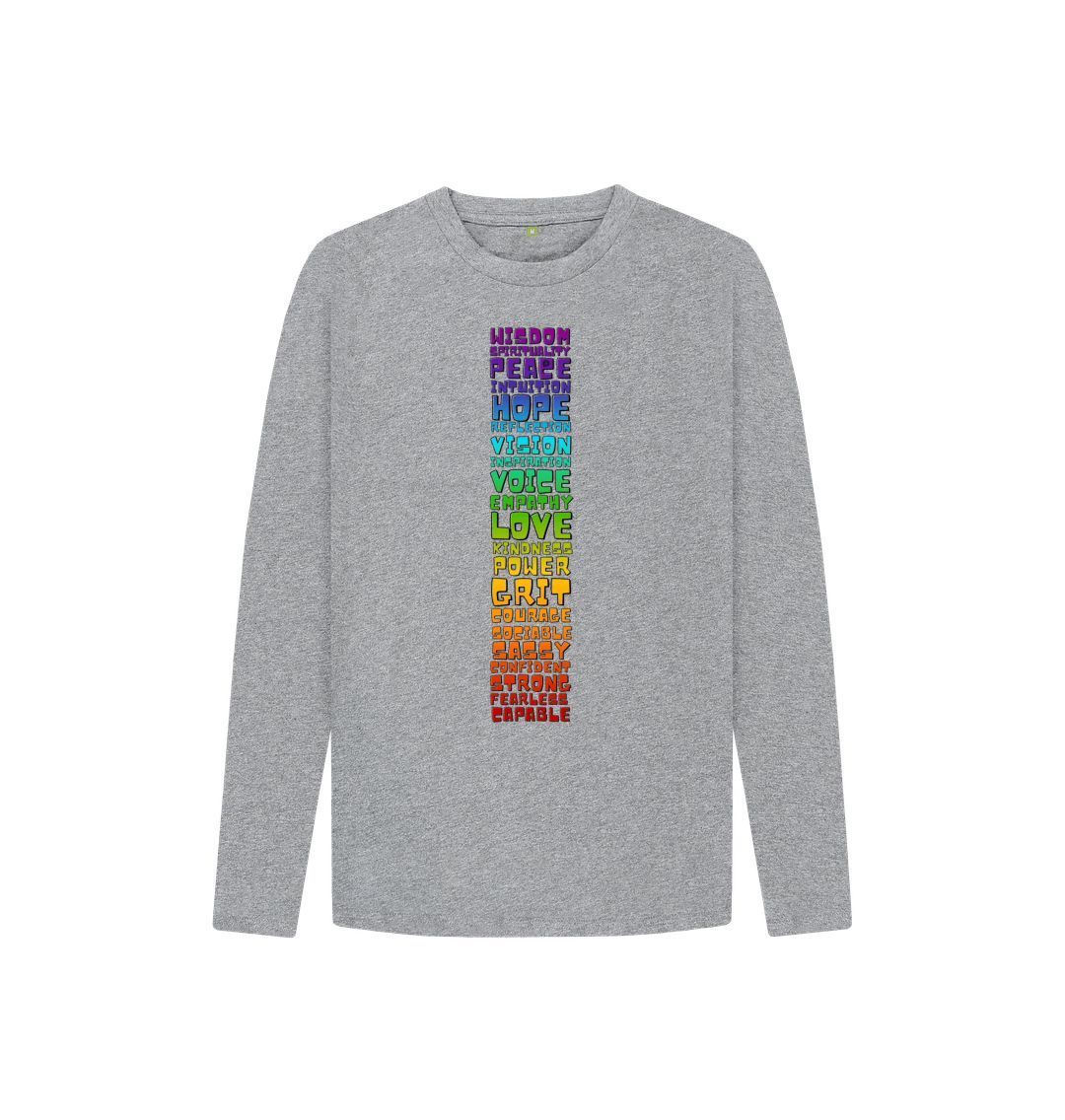 Athletic Grey Youth Long Sleeve T-shirt - Chakra Words to Empower