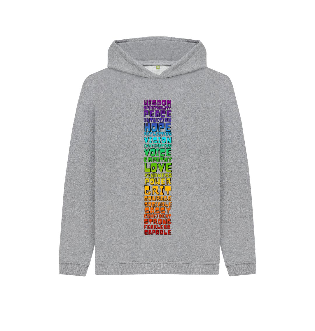 Athletic Grey Youth Hoodie - Chakra Words to Empower
