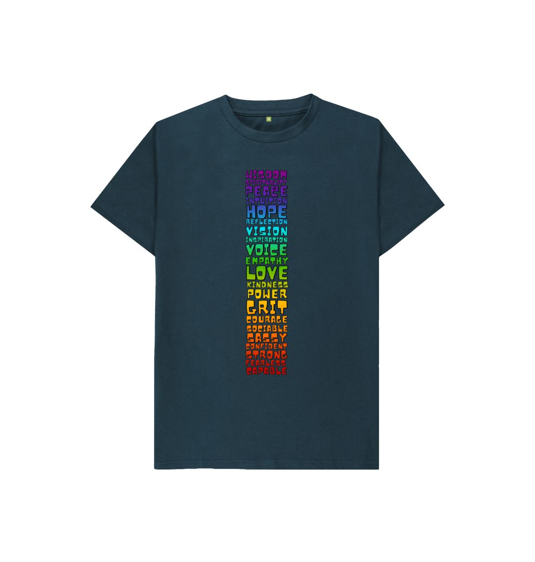 Denim Blue Youth T-shirt - Chakra Words to Empower