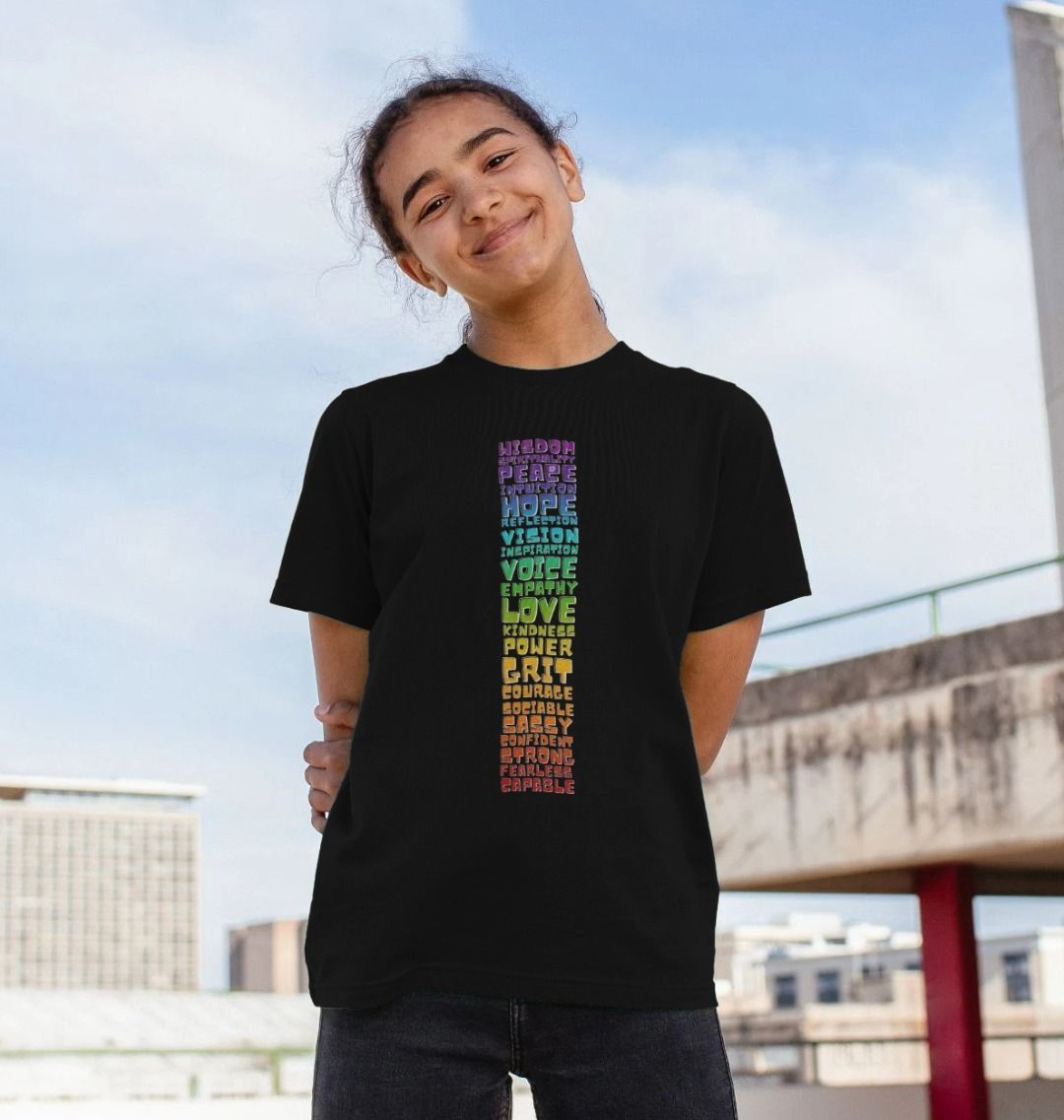 Youth T-shirt - Roo Betty BLK - Chakra Words to Empower