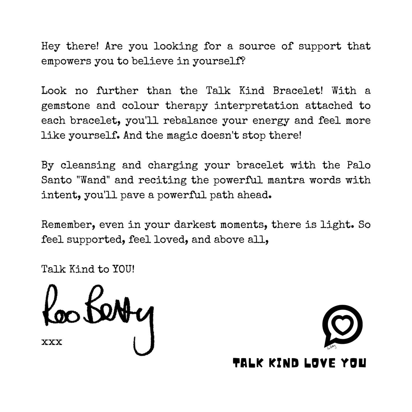 The Roo Betty Talk Kind Bracelet a message from Roo Betty