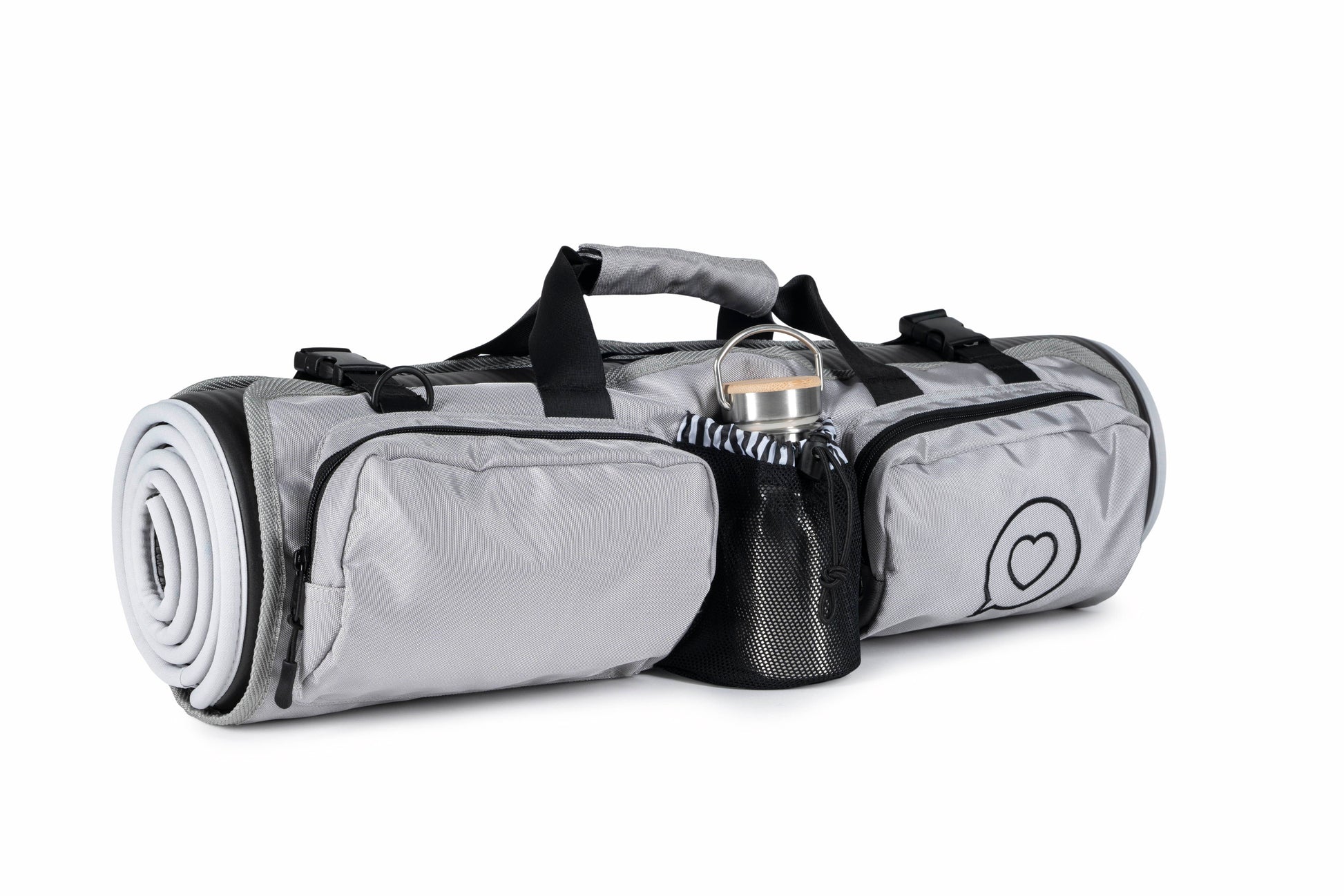 New, ROO BETTY Black, White & Grey Orla Yoga Mat Roll Bag