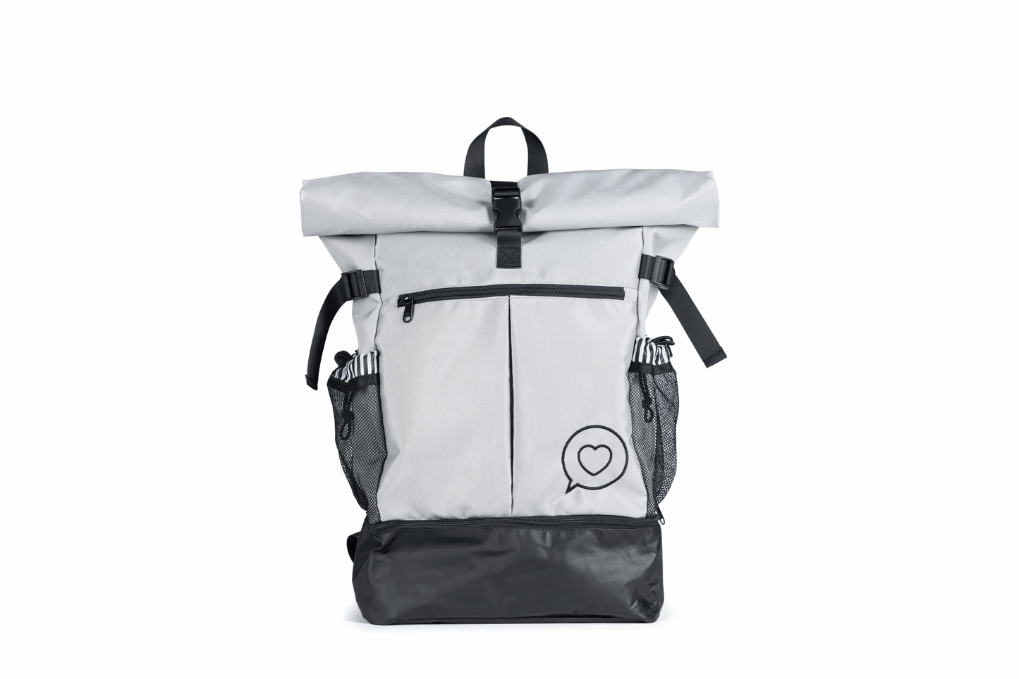 The Roo betty Nyx Roll top back pack in Silver Grey 