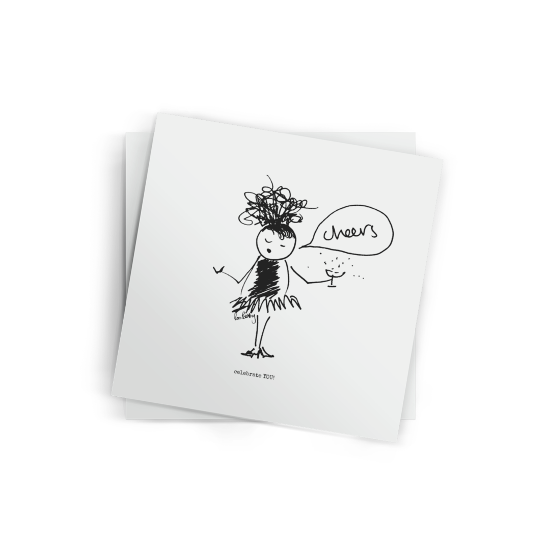 The Roo Betty Cartoon Celebrate You!  Notelet Printed on luxury card 